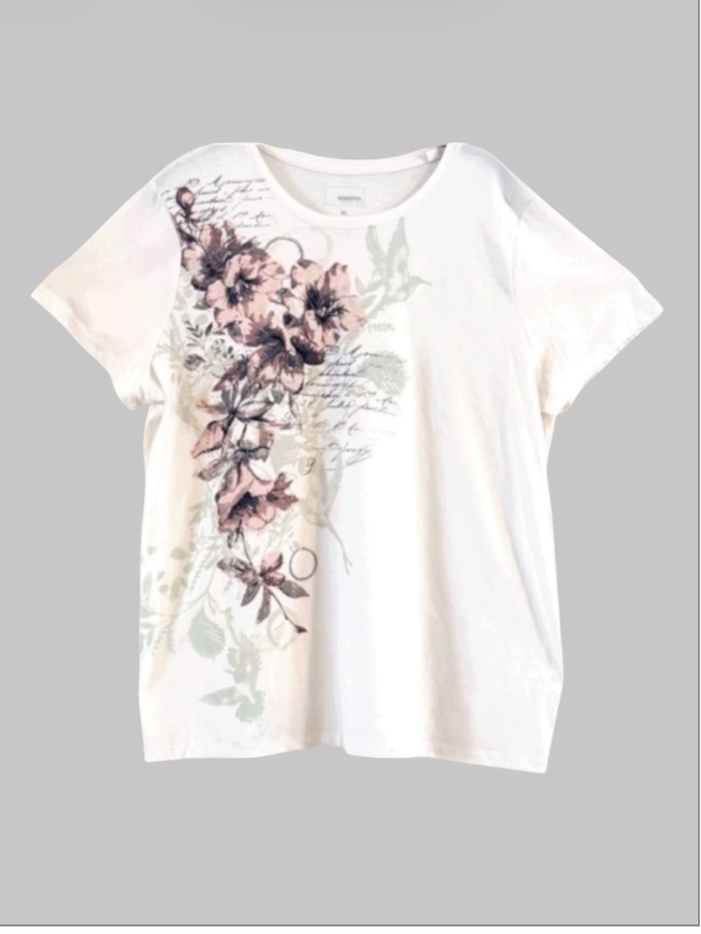 Sonoma Floral Scripture Graphic Tee Pink Sage White Short Sleeve XL NWT